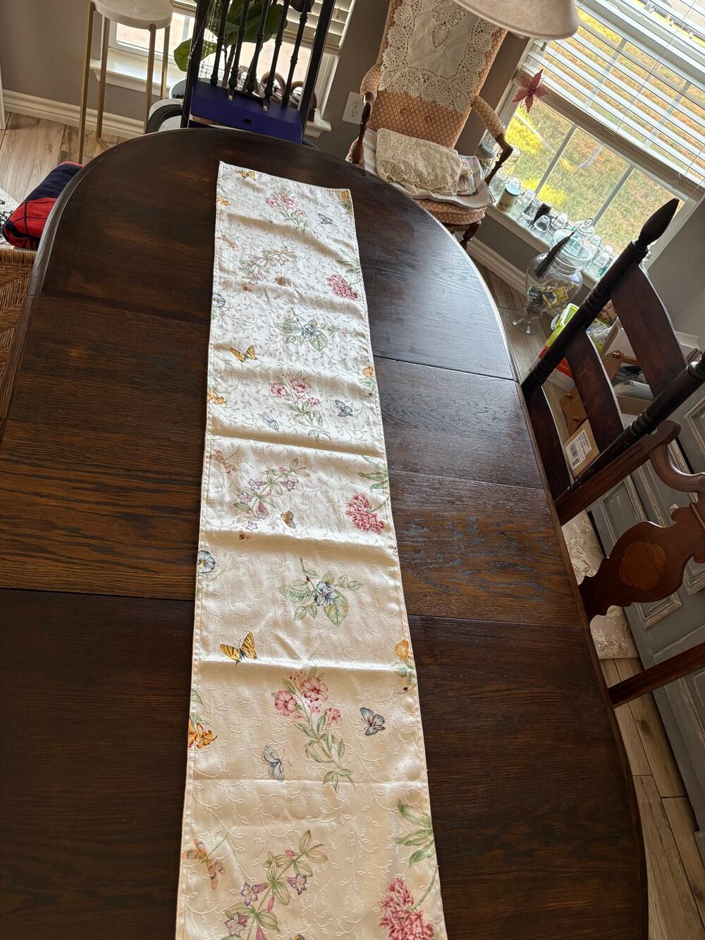 Lenox Butterfly Meadow Table Runner 68” x 13” Floral Butterfly Jacquard